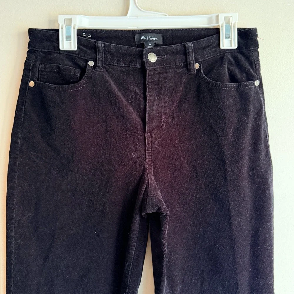 Well Worn Women's Black Straight Leg Luxe Velvet Pants - Picture 2 of 6